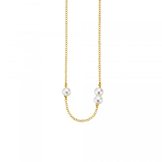 Collier 925/- Sterling Silber vergoldet 3 Süßwasserzuchtperlen 