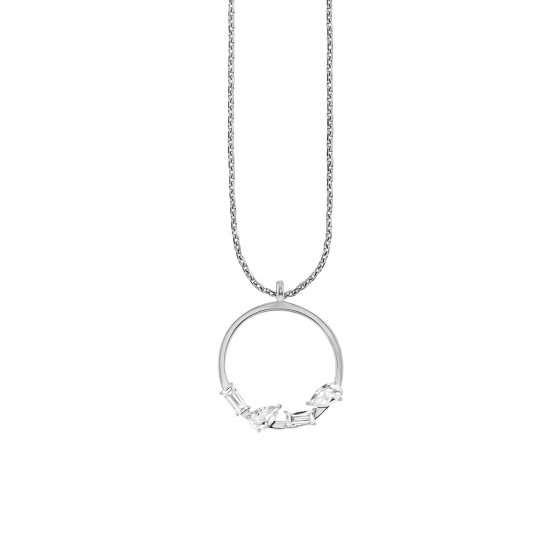 Halskette 925/- Sterling Silber rhodiniert Weißtopas 