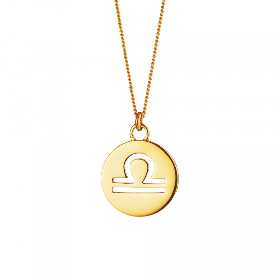 Halskette Waage Sternzeichen 925/- Sterling Silber vergoldet 