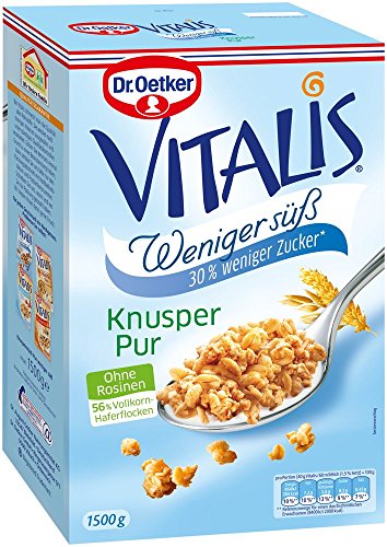 Dr Oetker Vitalis Müsli Knusper pur weniger süß 1500g 2er Pack