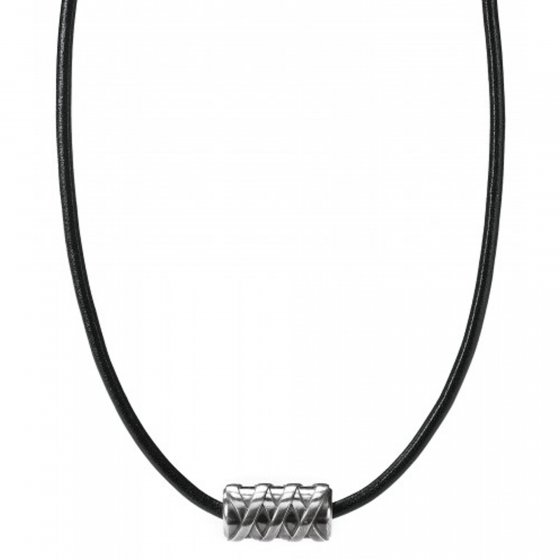 Halskette Silber 925 rhodiniert und oxydiert 55cm lang mit Lederband 