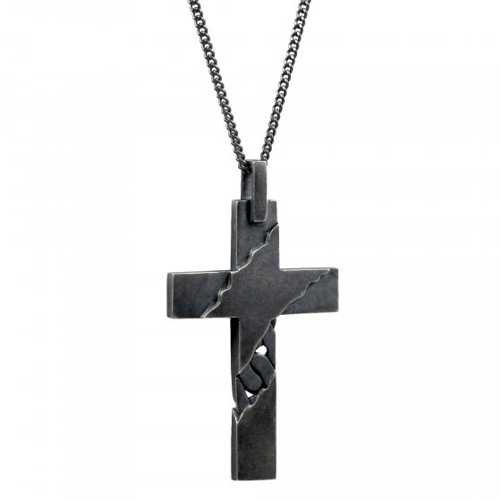 Halskette 925 Sterling Silber oxidiert Kreuz 