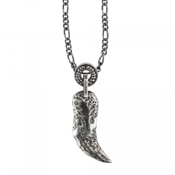 Anhänger mit Kette 925/- Sterling Silber oxidiert Tigerzahn 