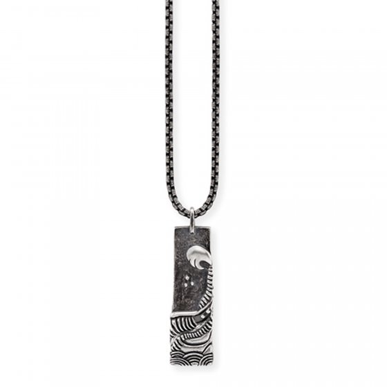 Anhänger mit Kette 925/- Sterling Silber oxidiert Wellen 