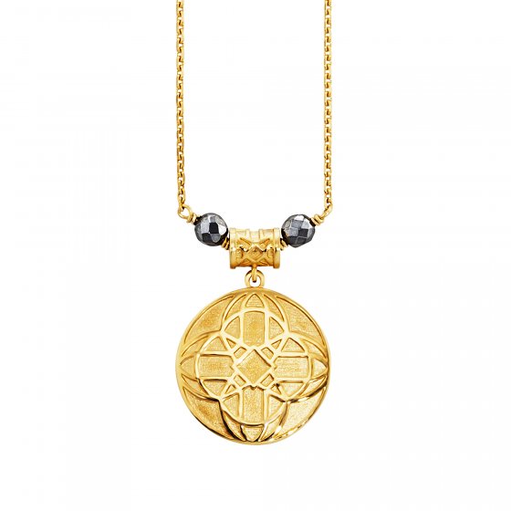 Anhänger mit Kette 925/- Sterling Silber vergoldet Hämatit 