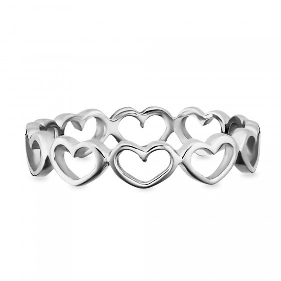Ring 925/- Sterling Silber rhodiniert Herzen 