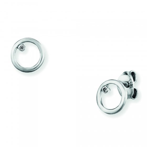 Ohrringe Silber 925 rhodiniert 7mm mit Zirkonia Kreis 