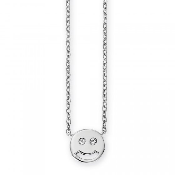 Collier 925/- Sterling Silber rhodiniert Zirkonia Smile 