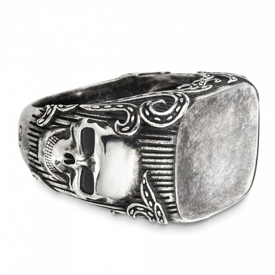 Ring 925/- Sterling Silber matt-oxidiert Totenkopf 