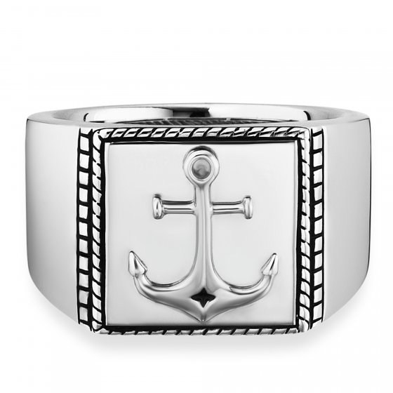Ring 925/- Sterling Silber rhodiniert Anker 