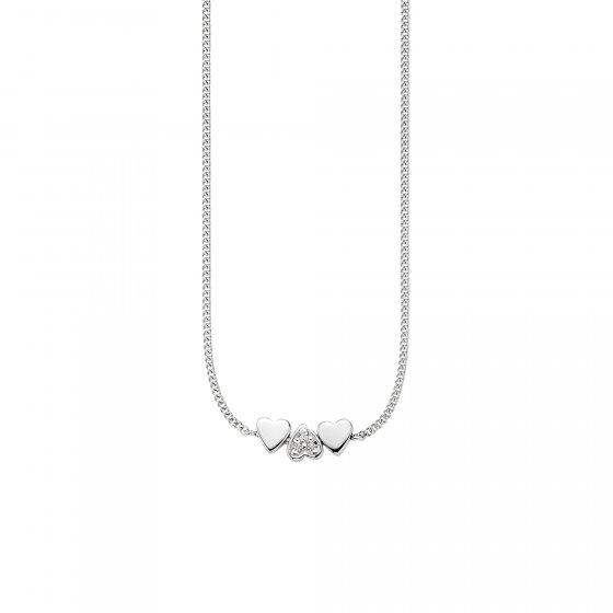 Collier 925/- Sterling Silber rhodiniert Zirkonia Herzen 