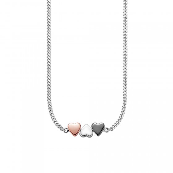 Collier 925/- Sterling Silber tricolor Herz 