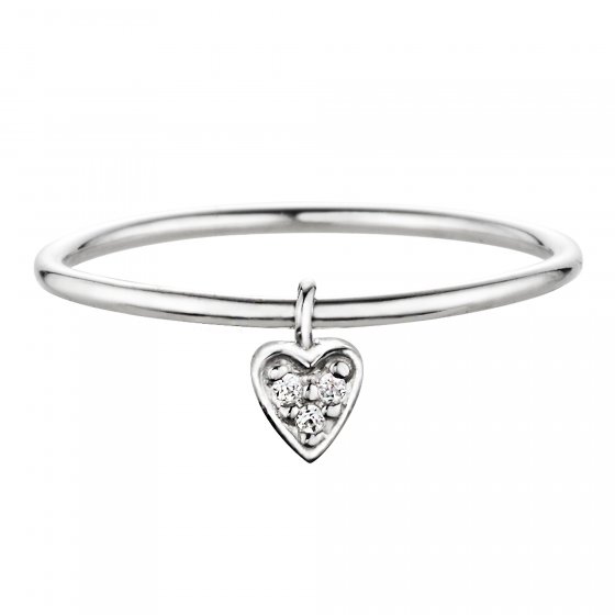 Ring 925/- Silber rhodiniert Herz mit Zirkonia 