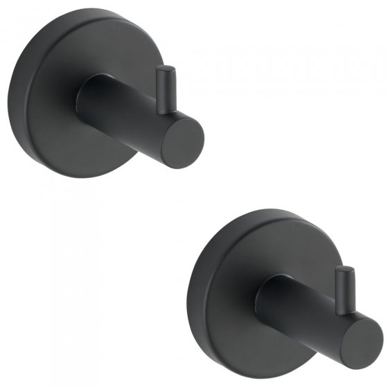 Wandhaken Uno Mod. Bosio Black matt, 2er Set, Edelstahl rostfrei 