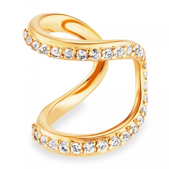 Ear Cuff 925 Silber gelb vergoldet Topas weiß 