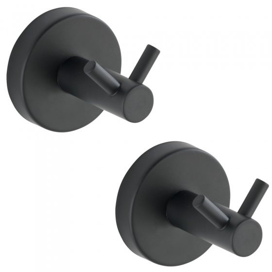 Wandhaken Duo Mod. Bosio Black matt, 2er Set, Edelstahl rostfrei 