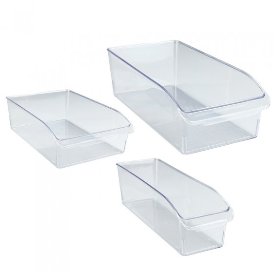 Kühlschrank Organizer hoher Rand, 3er Set, Aufbewahrungsboxen für Kühl- und Vorratsschrank