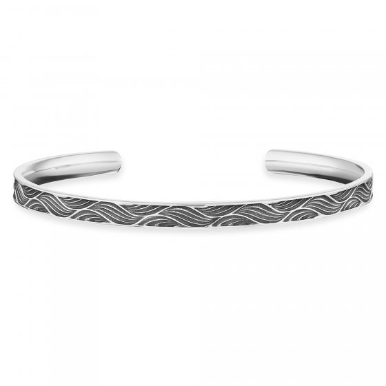 Armreif 925/- Sterling Silber oxidiert Wellen 