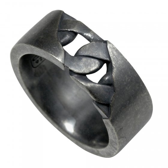 Ring 925/- Sterling Silber matt oxidiert schwarz 