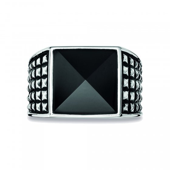 Ring 925/- Sterling Silber rhodiniert poliert Onyx 
