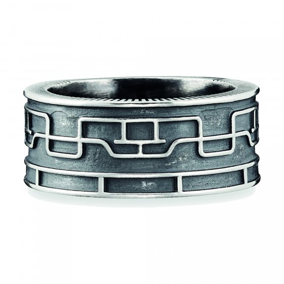 Ring 925/- Sterling Silber oxidiert Linien Japan 