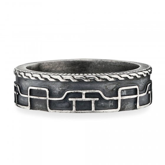 Ring 925/- Sterling Silber oxidiert Linien Japan 