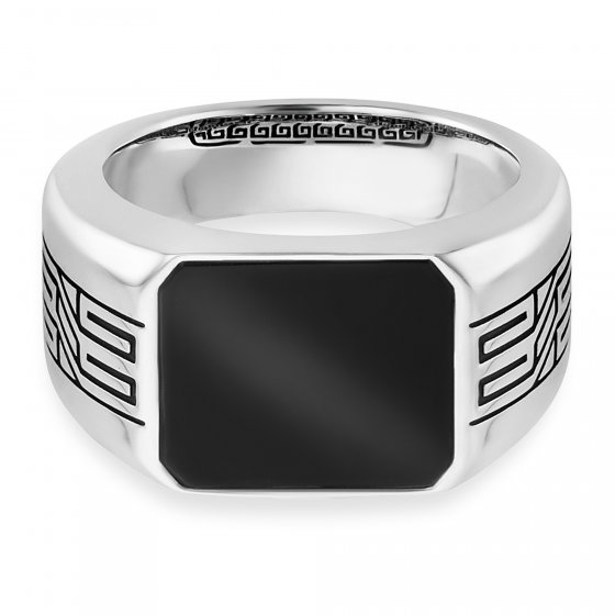 Ring 925/- Sterling Silber rhodiniert oxidiert Onyx 