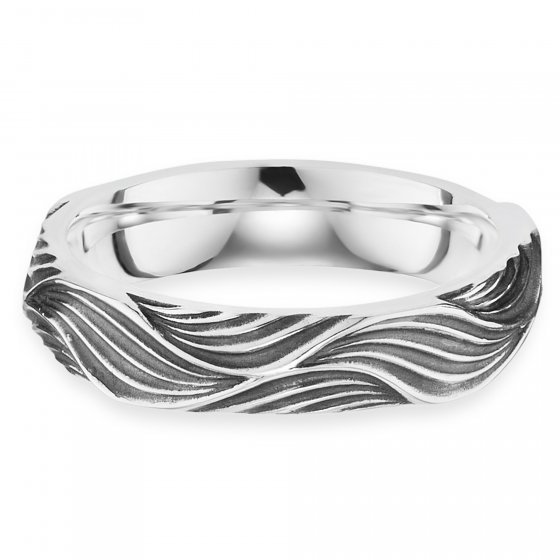 Ring 925/- Sterling Silber rhodiniert Wellen 