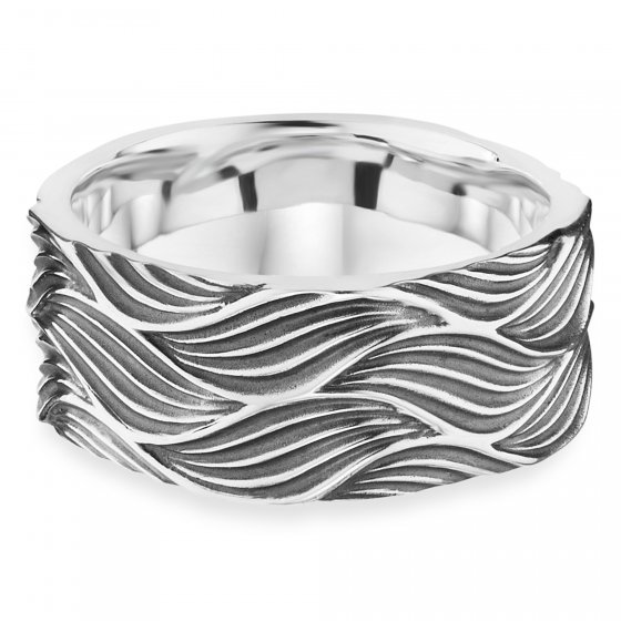 Ring 925/- Sterling Silber oxidiert Wellen 