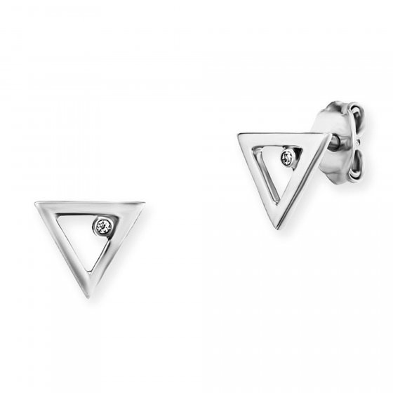 Ohrstecker 925 Sterling Silber rhodiniert Zirkonia Dreieck 