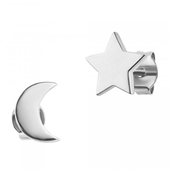 Ohrstecker 925 Sterling Silber rhodiniert Mond Stern 