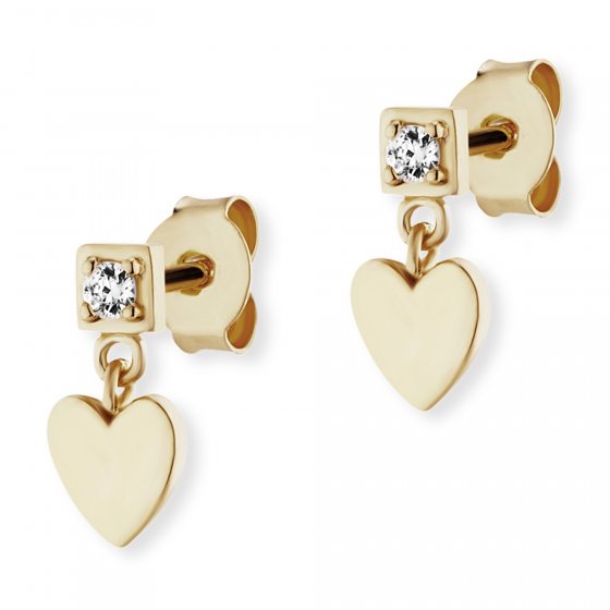 Ohrstecker 925/- Sterling Silber vergoldet Zirkonia Herz 