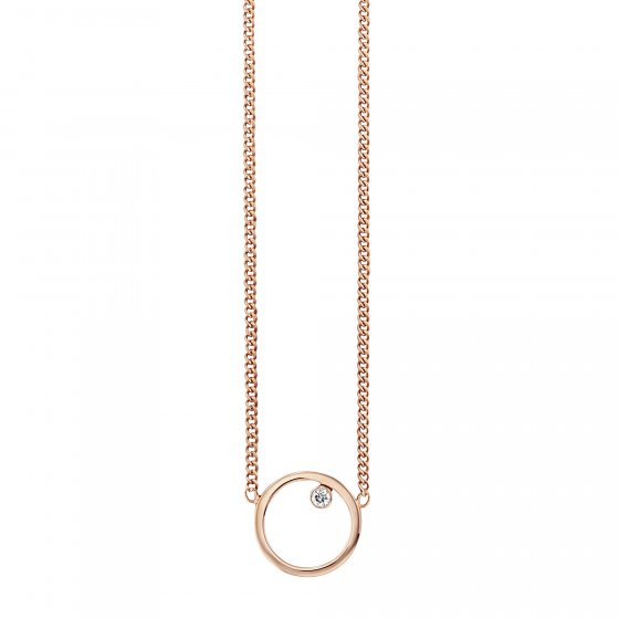 Collier 925/- Sterling Silber rotvergoldet Zirkonia Kreis 