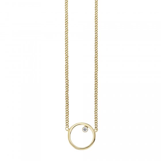 Collier 925 Sterling Silber gelb vergoldet Zirkonia Kreis 
