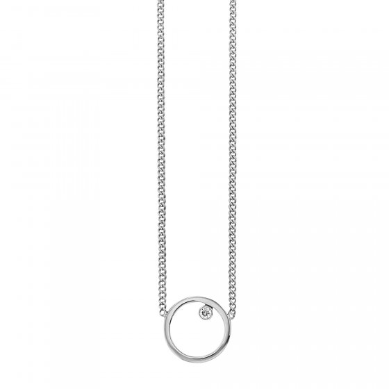 Collier 925 Sterling Silber rhodiniert Zirkonia Kreis 