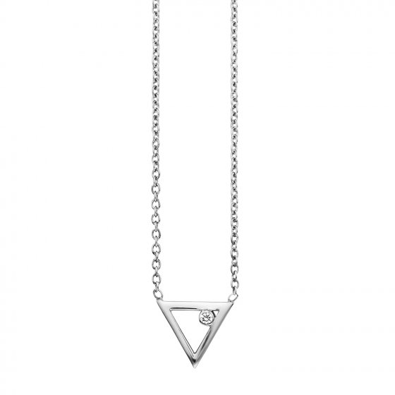 Collier 925 Sterling Silber rhodinert Zirkonia Dreieck 