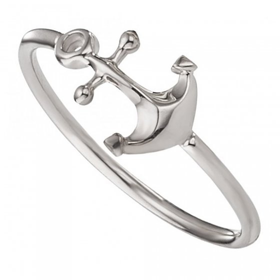 Ring 925/- Sterling Silber rhodiniert Anker 