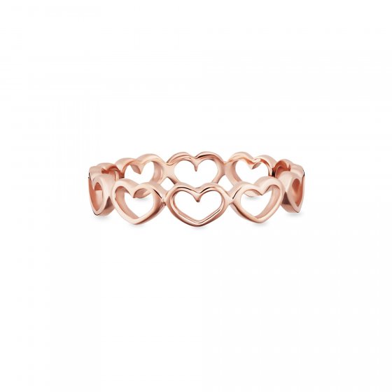 Ring 925/- Sterling Silber rotvergoldet Herzen 