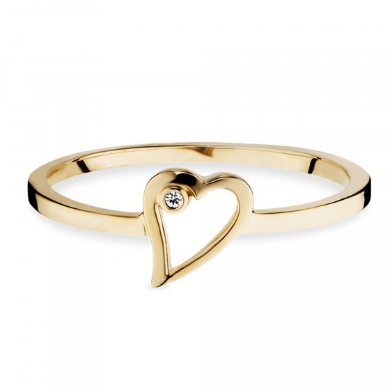 Ring 925/- Sterling Silber vergoldet Zirkonia Herz 