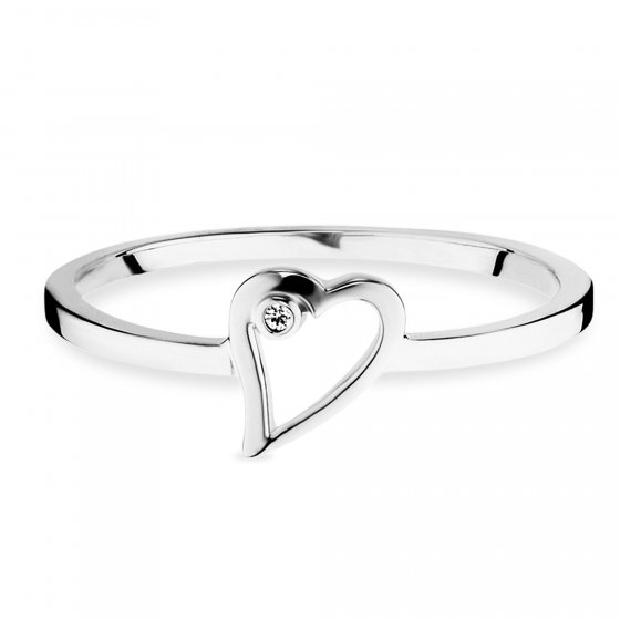 Ring 925/- Sterling Silber rhodiniert Zirkonia Herz 
