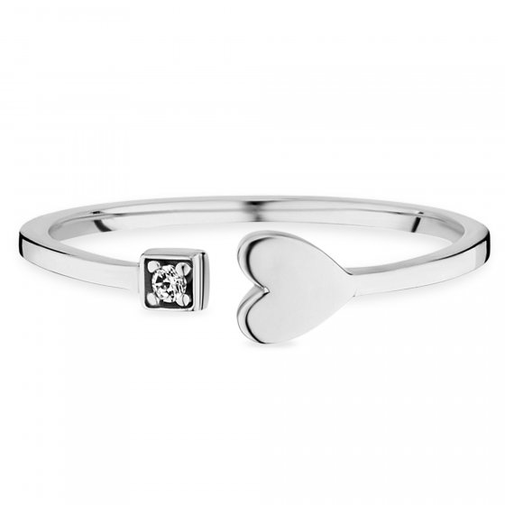 Ring 925/- Sterling Silber rhodiniert Zirkonia Herz 
