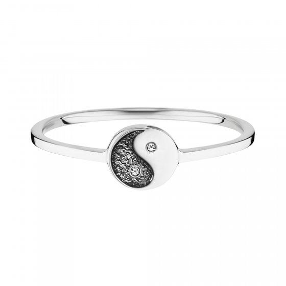 Ring 925/- Sterling Silber rhodiniert Zirkonia Yin Yang 