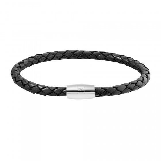 Armband Edelstahl Leder schwarz 20cm 