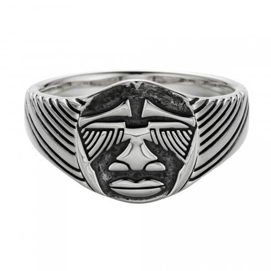 Ring 925/- Sterling Silber oxidiert Maske Afrika 