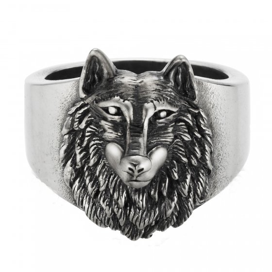 Ring 925/- Sterling Silber oxidiert Wolf Europa 