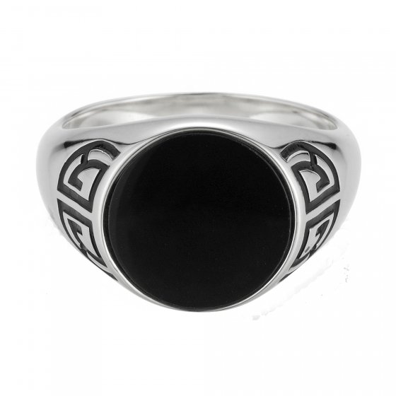 Ring 925 Silber rhodiniert Onyx Asien Motiv 