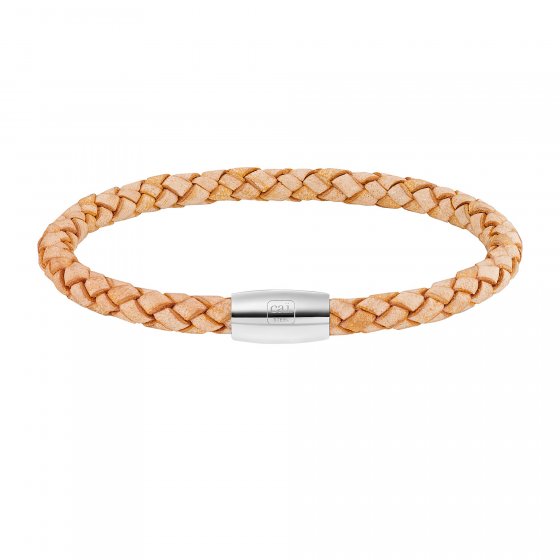 Armband Edelstahl Leder natur 23cm 