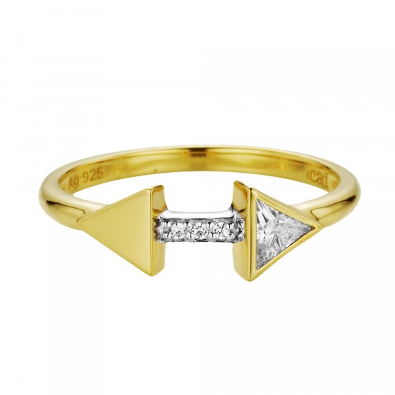 Ring 925/- Silber vergoldet Zirkonia Pfeile 