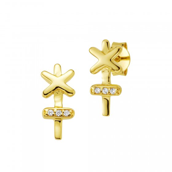 Ohrstecker 925/- Silber vergoldet Zirkonia Kreuz 