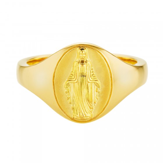 Ring 925 Silber vergoldet Madonna Siegelring 